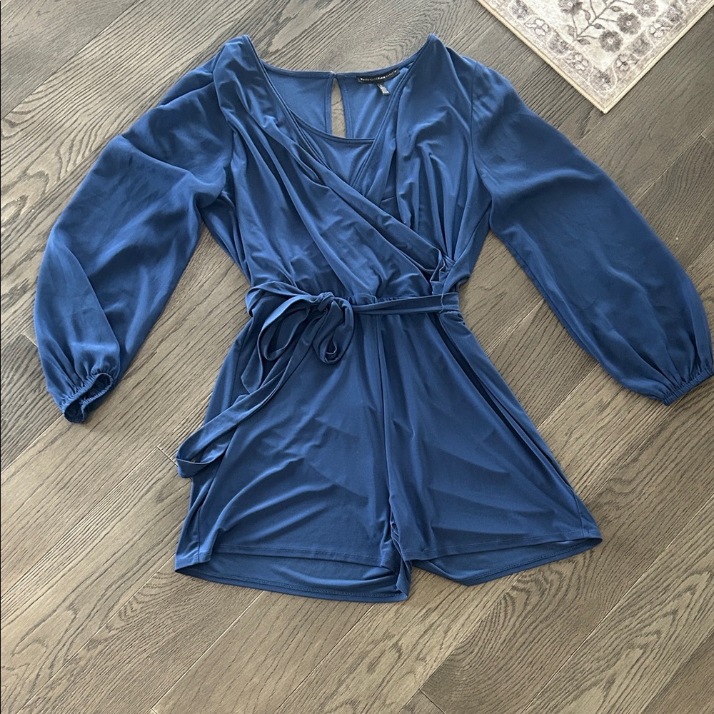 White House Black Market Blue Wrap Jumpsuit